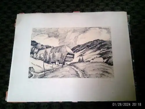 Original-Lithografie „Im Groppertal“ – Handsigniert von Willy Rethun, Schwarzwald um 1930