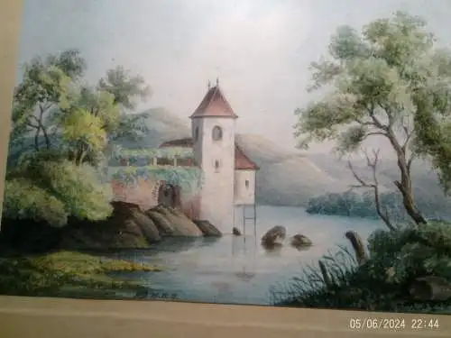 Maurice Denis (1870–1943) Sujet: Landschaft am Genfer See (Château de Chillon) Medium: Aquarell auf Papier Datierung: 25. Dezember 1913 Monogramm: MD