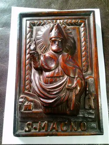 Museales  Hausrelief  besonders  ausdruckstarker „S. MAGNO“ Erzbischoff von Mailand , Italien Mailand Lombarei um 1800 