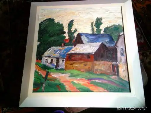 Fredo Bley 1929 Mylau/Vogtland - ? "Vogtländer Höfe Dorfidylle" Ölgemälde signiert 1985 datiert