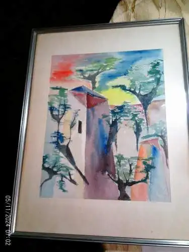 Mireille Glodek-Miailhe (geb. Glodek  * 1921 in Paris; † 2010 in Paris. , Künstlername Mireille Miailhe). " Architektur Idylle in Algerien " 1957 datiert  * 1921 in Paris; † 2010 in Paris.