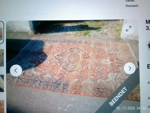 Medallion Bakhtiari , Iran selten Farbwahl : Pfirsichfarben , handgeknüpft in den 1920 Jahren  Masse 3,60 x 2,60 m