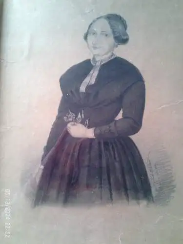 Ferdinand Wieland 1820-1825 geboren - ? Tuschezeichnung "Dreiviertelportrait Dame der Gmündener Gesellschaft"  dat. Schwäbisch Gmünd 1849