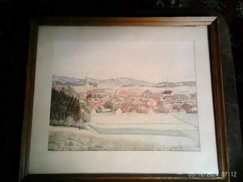 Adolf Münzer (1870–1953)„Blick auf Dießen am Ammersee vor der Alpenkette“signiert 1942 datiert  Mitglied der Künstlergruppe „Scholle“.