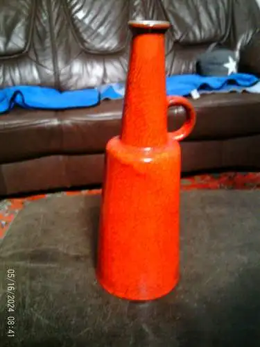 Scheurich  Keramik Henkelvase Vase in Ferarrirot Formnr.435 Höhe: 30 cm aus der Vitrine!