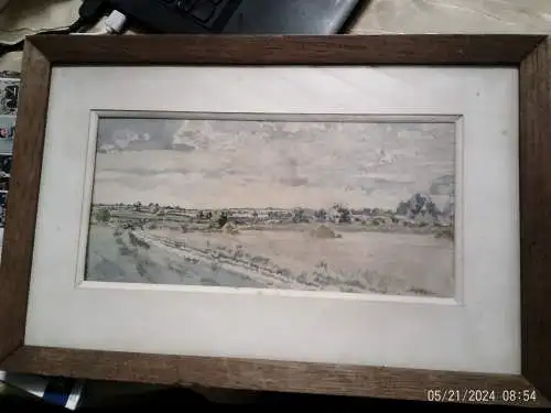 Édouard-Auguste IMER 1820 in Avignon 1881 in Hyères "Weite Ebene unter bewegtem Abendhimmel " Barbizon School