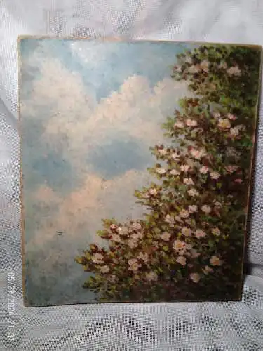  John Gleich 1879 Memel heute Klaipėda, Litauen 1927 Berlin" Blühende Heckenrosen oder Obstbaumblüten Landschaftsstudie" Sujet impressionistisches Gemälde um 1910
