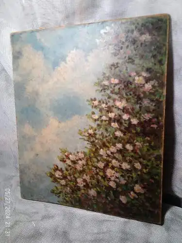  John Gleich 1879 Memel heute Klaipėda, Litauen 1927 Berlin" Blühender Fliederbusch (Landschaftsstudie" Sujet impressionistisches Gemälde um 1900