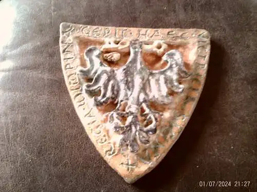 Fritz THEILMANN 1902-1991 Keramik Relief Bad Wimpfen "Wappen Kaiserpfalz“