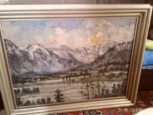 Wilhelm Haag (1907–1944) – „Staffelsee mit Wetterstein“ Ölgemälde Spätimpressionismus Hauptwerk 100 x 75 cm signiert verso Titelund Ausstellungsetikett 