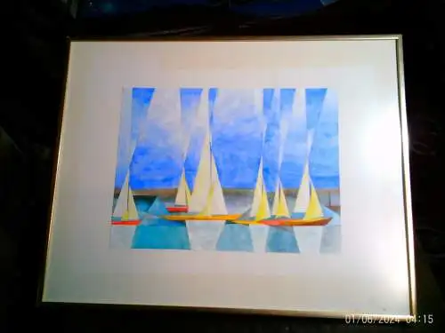  Heinz Zander 1939 Wolfen geb.  "Segelregatta Maritimes Aquarell (Prismatischer Kubismus)"  1967–1970: Meisterschüler an der Akademie der Künste in Berlin bei Fritz Cremer 