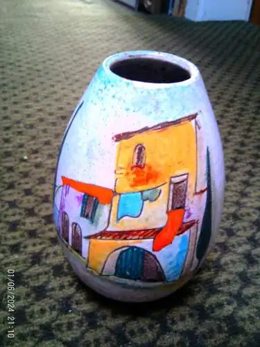  Herta Huber-Roethe (1900–1976)   Sgraffito-Technik Keramik  Eiform 1950 "Gerda"