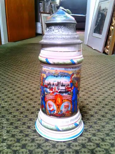 Reservistenkrug des Hornisten Gerner 9 Bayrische .Infanterie Regiment Wrede 10 Kompanie Würzburg 1910-12