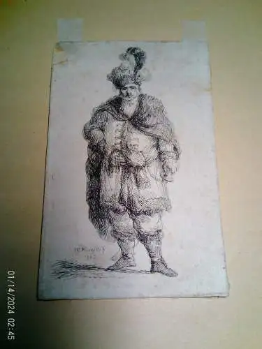 Michał Płoński 1778 Warschau1812  „Polnischer Edelmann“ signiert datiert 1802 Schüler des Franzosen Jean-Pierre Norblin de la Gourdaine in Warschau Radierung