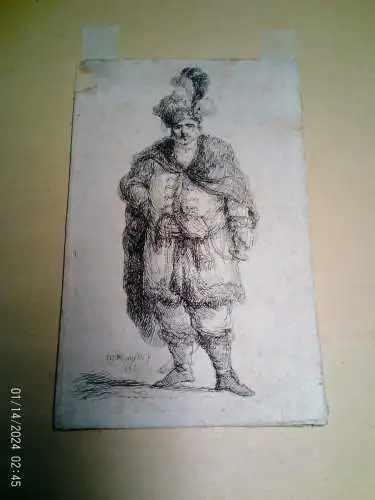Michał Płoński 1778 Warschau1812  „Polnischer Edelmann“ signiert datiert 1802 Schüler des Franzosen Jean-Pierre Norblin de la Gourdaine in Warschau Radierung
