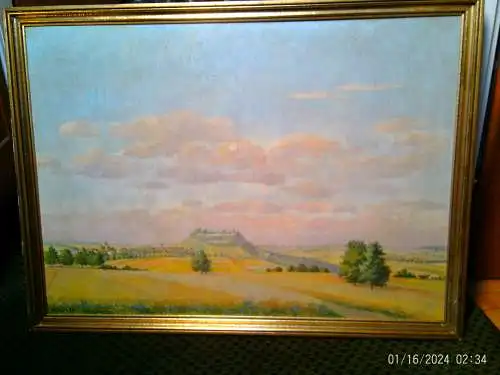  Berthold Lang 1880–1945 spätimpressionistische Landschaftsstaffage   "Vedute Hohenasperg" datiert  1935