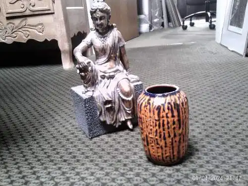 Scheurich Oswald Kleudgen  238-14 Dekor Kürbis Fat Lave Vintage 60-70 Ära Tischvase Mehrfarbig  Lave Design Vase Modernist