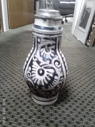 1780 Marked German Westerwald Stoneware Jug 37cm Huge Baroque Pitcher Flawless 