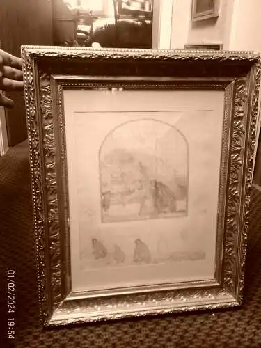 Eduard Charlemont 1848 Wien 1906  original Entwurfsstudie Beethoven Zitat Wandgemälde  Datierung später 1913 aus dem pers. Malerumfeld!