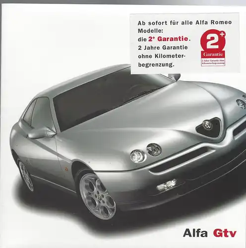 Alfa Romeo Alfa GTV mit Beilage Preise, Ausstattung und Technische Daten. 8/2001. Prospekt. 