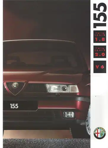 Alfa Romeo 155. twin park 1,8, twin spark 2,0, V6. 1992. Prospekt. 