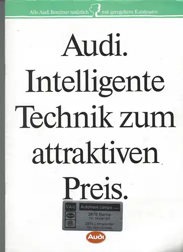 Audi Intelligente Technik zum attraktiven Preis. 8/1989. Prospekt. 