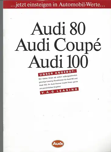 Audi 80, Audi Coupé, Audi 100. 1/1990. Prospekt. 