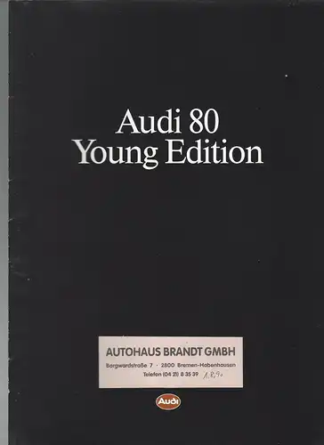 Der Audi 80 Young Edition. 2/1990. Prospekt. 