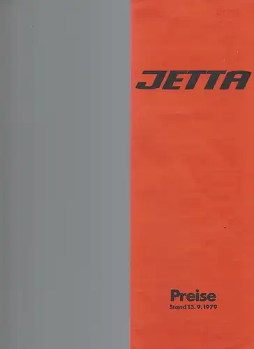 VW Der Jetta mit Preisliste 9/1979   Prospekt. 