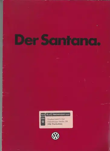 Der Santana  mit Preisliste 8/1986   Prospekt. 