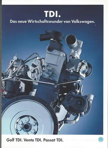 VW. TDI Das neue Wirtschaftswunder von Volkswagen. Golf TDI, Vento TDI, Passat TDI 1/1994.  Prospekt. 