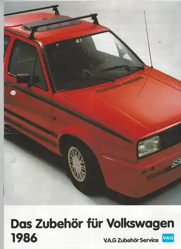 V.A.G. Zubehör Service. Das Zubehör für Volkswagen 1986.  Prospekt. 