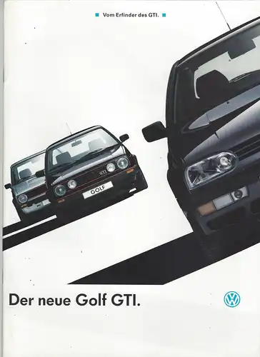 VW. Der neue Golf GTI.  9/1991.  Prospekt. 