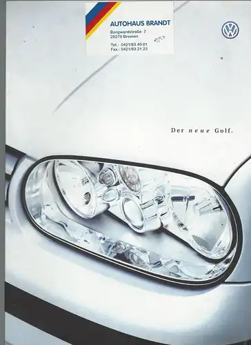 VW. Der neue Golf .  10/1997.  Prospekt. 