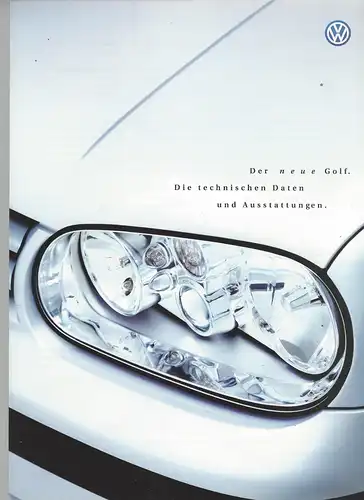 VW. Der neue Golf mit Preisliste und technische Daten und Ausstattung.  8/1997.  Prospekt. 