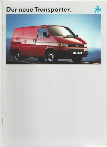 VW. Der neue Transporter mit Beilage Daten- und Maßblatt für den Kastenwagen .  11/1990.  Prospekt. 