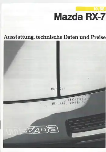 Mazda RX-7. Ausstattung, technische Daten und Preise. 10/1983. Prospekt. 
