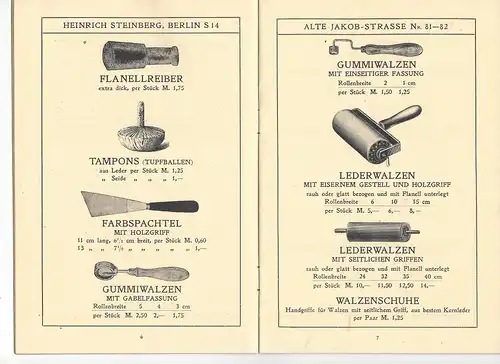 Katalog Heinrich Steinberg Preisliste D Radierungen und Kupferstiche. Um 1910. 