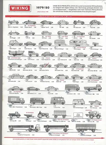 Wiking 1979/80. Bild-Preisliste. 