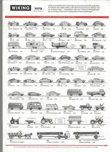 Wiking 1978. Bild-Preisliste. 