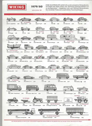 Wiking 1979/80. Bild-Preisliste. 