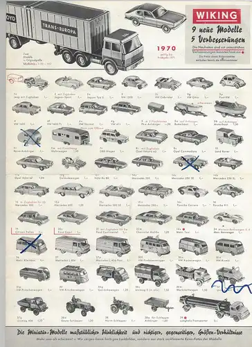 Wiking 1970. Bild-Preisliste. 