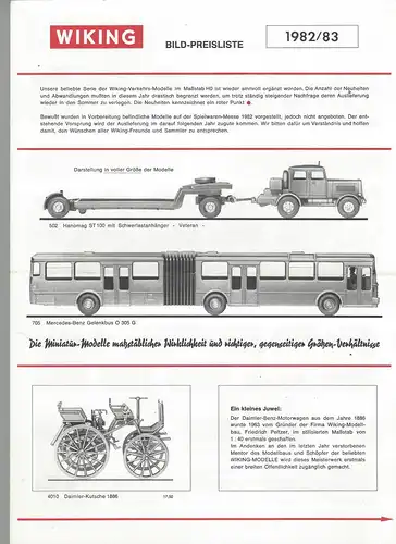 Wiking 1982/83. Bild-Preisliste. 