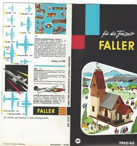 für die Freizeit. Faller Katalog 1962/63. 
