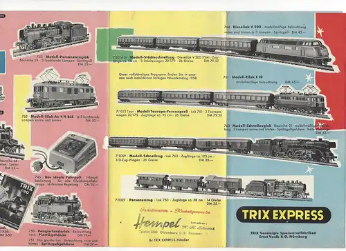 Trix Express Katalog 60er Jahre. 