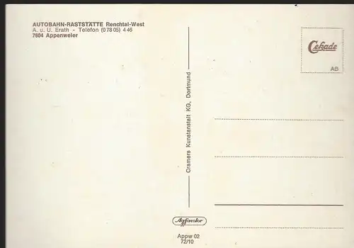 Autobahn Raststätte Renchal-West 7604 Appenweier.