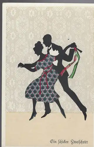  Künstler-AK Fasto-Silhouetten Marte Graf Nr. 605: Ein schicker Zweischritt