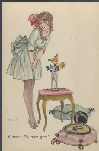 NPG Künstlerkarte von Hahn 18, Nr: 8001/6:  Naschst Du auch gern?