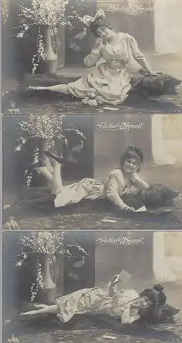 3 Karten Serie NBC 4134/ 1,4,6.  Fräulein Übermut.