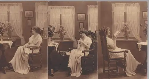 5 Karten Serie Nr. 172/1-5.  Frau im Stuhl.